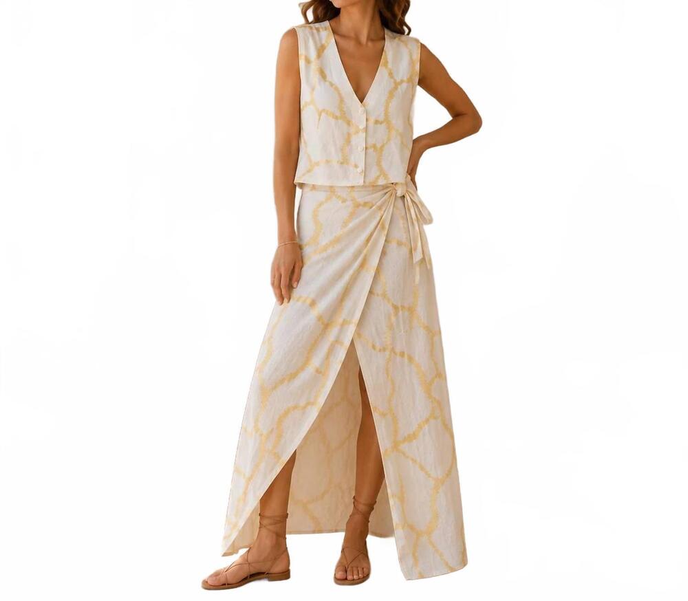 NEW MYSTERY RESORT virelle top and maxi skirt set in off-white